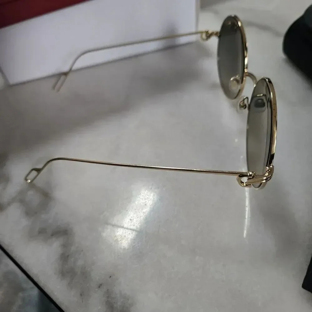 Cartier Round Sunglasses Eyewear Signature C de Cartier CT0156S Gold Auth w/Case